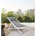 Armen Living Wave Outdoor Patio Deck Chair in White Finish with Grey Textilene