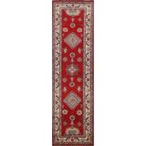 Geometric Oriental Traditional Kazak Runner Rug Handmade Wool Carpet - 2'8" x 10'2"