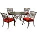 Hanover Traditions 5-Piece Dining Set in Red with 48 In. Cast-top Table and Four Dining Chairs