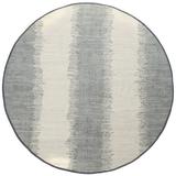 Jagged Grey / Off-White Reversible Cotton Chindi Round Rug (6'x6') - 6' x 6'