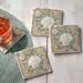 Counterart Absorbent Stone Coasters - Linen Shells - Set of 4 - 4x4x2