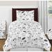 Black and White Fox Collection Boy or Girl 4-piece Twin-size Comforter Set - Woodland Arrow Animal