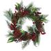 Kurt Adler 20-Inch Wreath with Red Berries, Leaves and Pinecones - Green - 20"