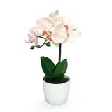 Artificial Phalaenopsis Orchid Flower Arrangement in White Pot 13in