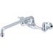 Central Brass Two Handle Wallmount Kitchen Faucet, 14" Tube Swivel Spout, - Chrome