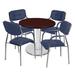 Via 30" Round Platter Base Table- Mahogany/Chrome & 4 Uptown Side Chairs- Black