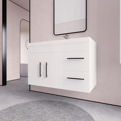 Eliza 36'' Wall Mounted Vanity (Right Drawers) with Single Sink