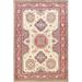 Vegetable Dye Oriental Geometric Super Kazak Wool Area Rug Handmade - 6'7" x 9'10"