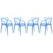 LeisureMod Milan Modern Wire Design Chair, Set of 4 - Clear - 38 x 32.5 x 17.5