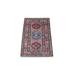 Shahbanu Rugs Gray Hand-Knotted Pure Wool Geometric Design Super Kazak Oriental Rug (2'0" x 3'1") - 2'0" x 3'1"