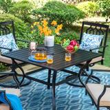 PHI VILLA 5-Pcs Outdoor Dining Set: Steel Swivel Dining Chairs with Cushion and 37" Steel Slat Patio Table