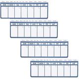 4x Magnetic Dry Erase Polka Dot Refrigerator Calendar White Blue 11 x 4.2" - 11 x 4.2"