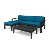 Santa Outdoor 3 Seater Acacia Wood Sofa Sectional with Cushions by Christopher Knight Home