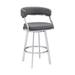 Leatherette Flared Curved Back Counter Height Barstool, Silver