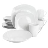 Gibson Home Classic Pearl 16Pc Square Ceramic Dinnerware Set White