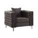 Fabric Upholstered Wooden Sofa Chair with Throw Pillow, Gray