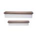 Foreside Home & Garden Set of 2 Distressed White Metal and Wood Hanging Wall Shelves