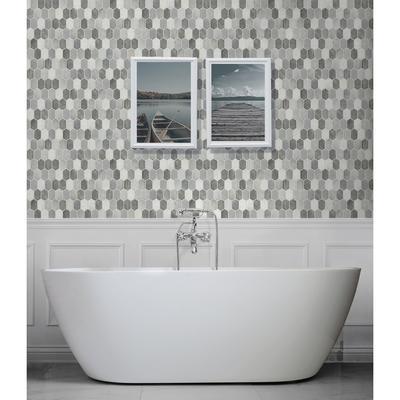 NextWall Brushed Hex Tile Peel and Stick Wallpaper