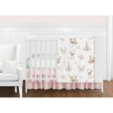 Sweet Jojo Designs Blush Pink Mint White Boho Watercolor Woodland Deer Floral Collection Girl 11-piece Crib Bedding Set