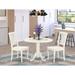 East West Furniture Dining Table Set- a Round Dining Room Table and Wood Seat Chairs, Linen White (Pieces Options)