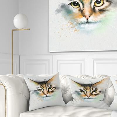 Designart 'Strong Look of Cat Watercolor Sketch' Animal Throw Pillow
