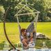 Hammocks Hanging Rope Hammock Chair Swing Seat with Two Seat Cushions and Carrying Bag, Weight Capacity 300 Lbs,Grey - Grey