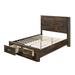 Queen Wooden Bed with Drawer Storage, Rustic Walnut