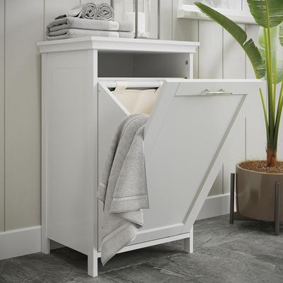 RiverRidge Somerset Tilt-Out Laundry Hamper Cabinet with Removable Cloth Storage Bag - White