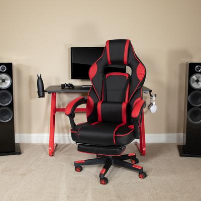 Gaming Bundle-Cup/Headphone Desk & Reclining Footrest Chair