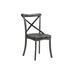 Wood and Metal Side Chair with X Open Back, Set of 2, Rustic Gray and Black