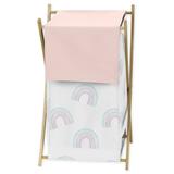 Pastel Rainbow Collection Laundry Hamper - Blush Pink, Purple, Teal, Blue and White