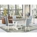 East West Furniture Dining Room Table Set - Baby Blue Dining Chairs and Wood Dining Table(Pieces & Finish Options)