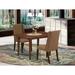 East West Furniture 3 Piece Dining Table Set- a Dining Table and 2 Linen Fabric Parsons Chairs, Mahogany (Fabric Color Option)