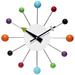 Orb Spoke 15 inch Mid-Century Modern Ball Wall Clock, Multicolor