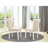 East West Furniture Abbott Parson Dining Room Chairs - Light Beige Linen Fabric Upholstered Chairs, Set of 2, Linen White