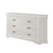 6 Drawer Wooden Dresser with Metal Hanging Pulls and Bracket Feet, White