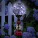 Exhart Solar Crackle Glass Ball Garden Stake with Six LED lights and Bead Details, 4 by 30 Inches