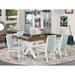 East West Furniture Table & Chairs Set- a Table and Baby Blue Linen Fabric Upholstered Chairs, Linen White(Pieces Options)