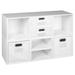 Noble Connect Storage Set- 4 Full Cubes/4 Half Cubes with Foldable Storage Bins- White Wood Grain/White