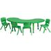 35"W x 65"L Half-Moon Plastic Adjustable Activity Table Set - 4 Chairs