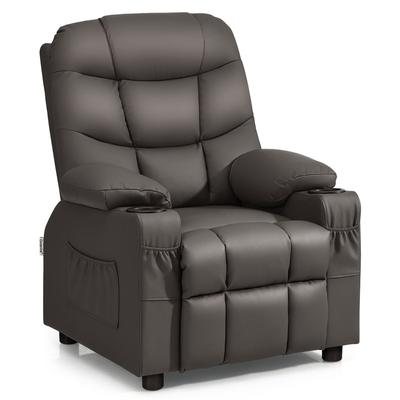 Kids Recliner Chair PU Leather with Cup Holder