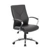 Boss LeatherPlus Executive Chair with Chrome Finish