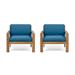 Santa Ana Outdoor Acacia Wood Club Chairs with Cushions (Set of 2) by Christopher Knight Home
