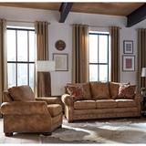 Rancho Rustic Brown Buckskin Fabric Sofa and Chair Set