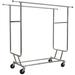 Collapsible Double Bar Chrome Garment Rack, Commerical Grade Rolling Garment Rack with Adjustable Height & Length, Box of 1