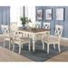 Roundhill Furniture Prato 7-piece Dining Table Set With Cross Back Chairs, Antique White and Distressed Oak