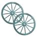 The Gray Barn Zephyr Grange Wooden Wagon Wheel with Antique Blue Finish (Set of 2)