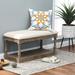 Upholstered Beige Linen Entryway and Bedroom Bench - 17.75" H x 35.5" W x 15.75" D