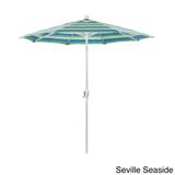 California Umbrella 7.5' Rd. Aluminum Patio Umbrella, Crank Lift with Push Button Tilt, White Finish, Sunbrella Fabric