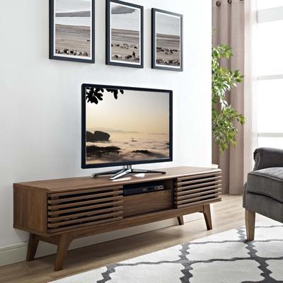 Render Low Profile 59 Inch TV Stand in Walnut / White